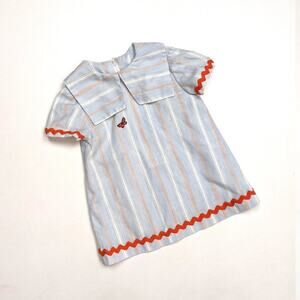 Vintage Handmade Dress Baby Girls Size 12-18m Stripe Butterfly